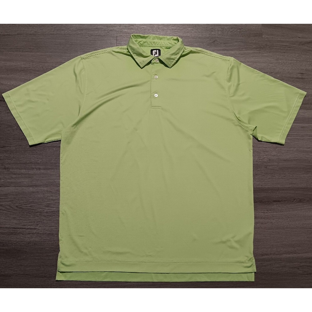 FootJoy Men's Green White Pin Striped Short Sleeve Casual Golf Polo Size XXL